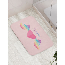 Love Heart Rainbow Wings Bath Mat