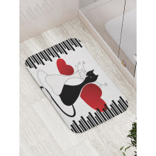 Romantic Couple Pet Kitten Bath Mat