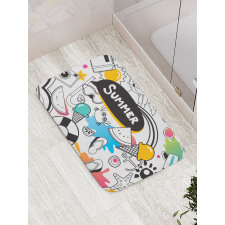 Summer Items Pictogram Bath Mat