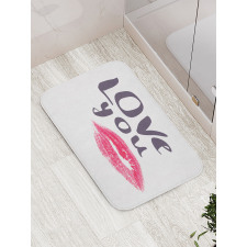 Love You and Lipstick Kiss Bath Mat