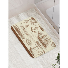 Oceanic Drawing Effect Bath Mat