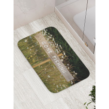 Sign Pole Among Field Bath Mat