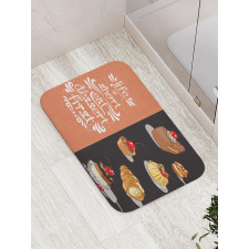 Art Doodle of Tasty Desserts Bath Mat