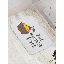 Cherry Top Cupcake Cartoon Bath Mat