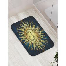 Sun with Antique Woman Face Bath Mat