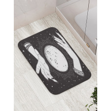 Moon in Fortune Teller Hands Bath Mat