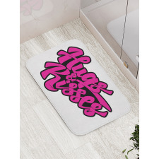 Hugs and Kisses Calligraphy Bath Mat