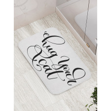 Ink Brush Cursive Hug Your Cat Bath Mat