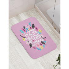 Floral Hugs not Ughs Lettering Bath Mat