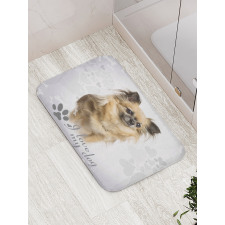 I Love My Dog Paw Print Bath Mat