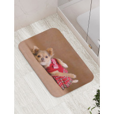 Puppy Wearing Kilt Photo Bath Mat