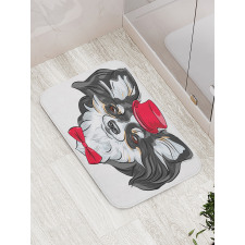 Puppy with Hat and Bow Bath Mat