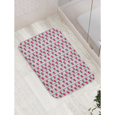 Bouquet with Buds on Stripes Bath Mat