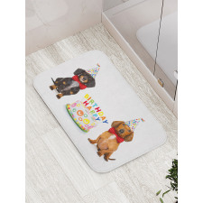 Dogs Happy Birthday Cake Bath Mat