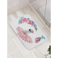 Dancer Girl in Flowers Bath Mat