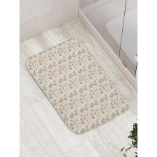 Vintage Exotic Flowers Leaves Bath Mat