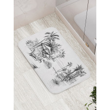 Sketchy Drawn Holiday Paradise Bath Mat