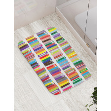 Colorful Doodle of Books Bath Mat