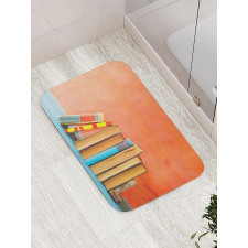 Row of Old Vintage Books Bath Mat