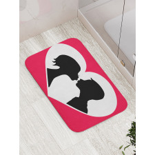 Couple Silhouette in Heart Bath Mat