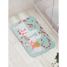 Lover Llamas and Hearts Bath Mat