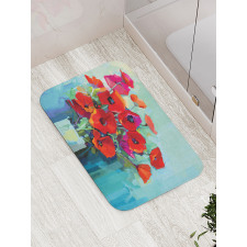 Poppy Flowers in Vase Bath Mat