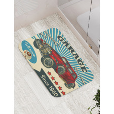 Retro Car Garage Art Bath Mat