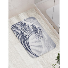 Oriental Japanese Waves Bath Mat