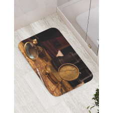 Vintage Geography Tools Map Bath Mat