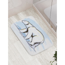 Pencil Sketch Polar Bear Bath Mat