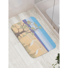 Birds on Beach Coastal Doodle Bath Mat