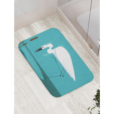 Bird Stands on Lake Shore Bath Mat