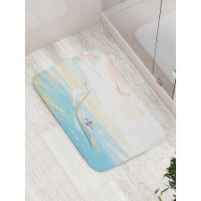 Girl in Boat on Lake Birds Bath Mat