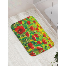 Poppies on Green Grass Bath Mat