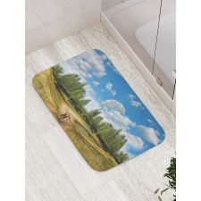 Running Dog Trees Sky Bath Mat