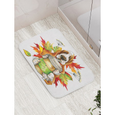 Dog Coffee Autumn Leaf Bath Mat