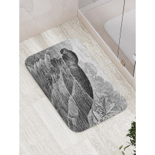 Hand Drawn Sea Cow Design Bath Mat