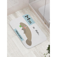 Letter M and Animal Cartoon Bath Mat