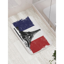 Grunge Flag Eiffel Tower Bath Mat