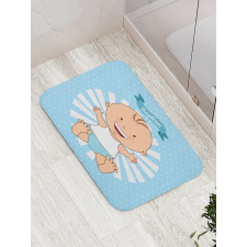 Happy Boy on Stripes Bath Mat