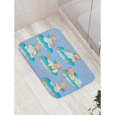 Babies on Clouds in Cartoon Bath Mat