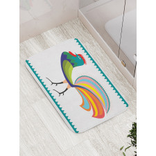 Vivid Polish Rooster Motif Bath Mat