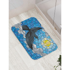 Stained Glass Bird Sky Bath Mat