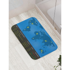 Departure Board World Map Bath Mat