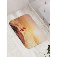 Karate Posed Man at Sunset Bath Mat