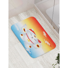 New Year Santa Cat Bath Mat