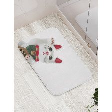 Lucky Cat Neko Waveing Bath Mat