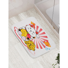 Fishbones Lucky Cat Bath Mat