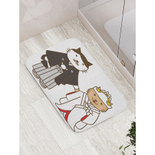 Bride and Groom Cats Bath Mat