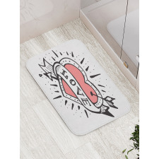 Motifs and Heart Drawing Bath Mat